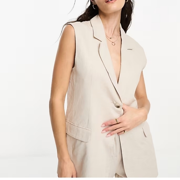 Only Cream Sleeveless Blazer vest with Notched Lapels and Tailored Fit size 36 - Picture 8 of 8